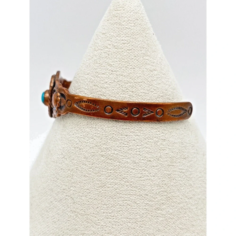 Vintage Bell Trading Post Copper Turquoise Child Cuff Bracelet Heart Southwest